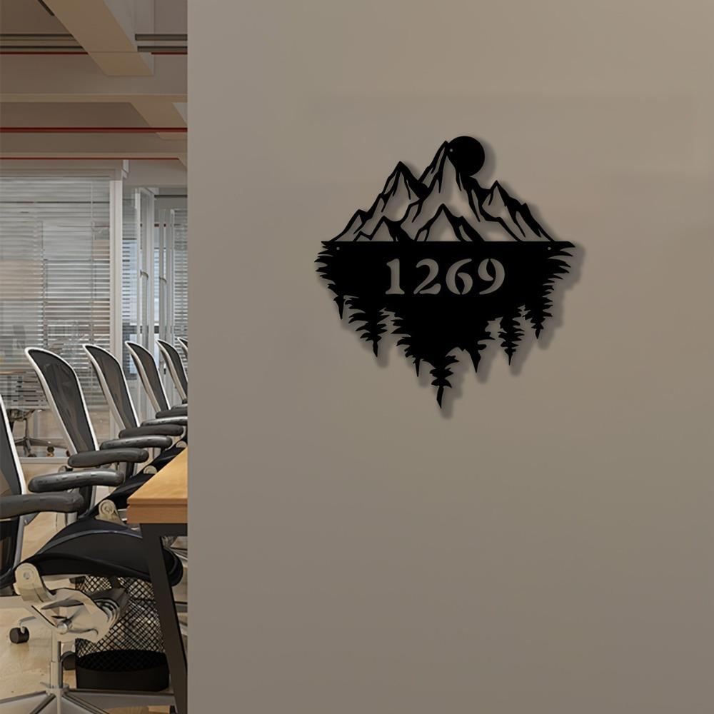 Metall Berg Wandkunst, Benutzerdefiniertes Hausnummernschild, Innen Außen Dekor, Personalisiertes Geschenk