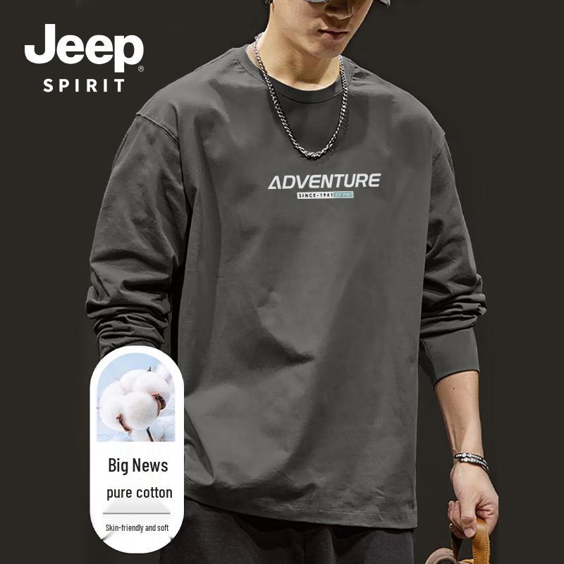 

JEEP SPIRIT Men s Relaxed Fit Long Sleeve Cotton T-Shirt 4XL