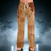 Women's Halloween Printed Drawstring Wide Leg Pants for Casual Sleepwear