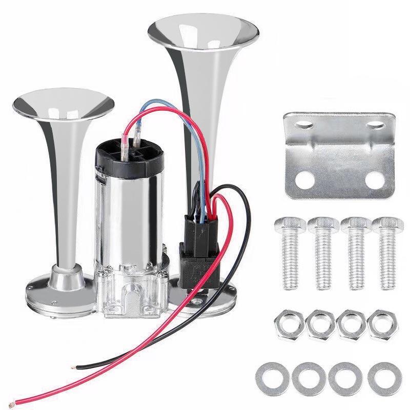 Cross-border best-selling integrated electric pump horn 12V dual-tube air horn 24V серебряный