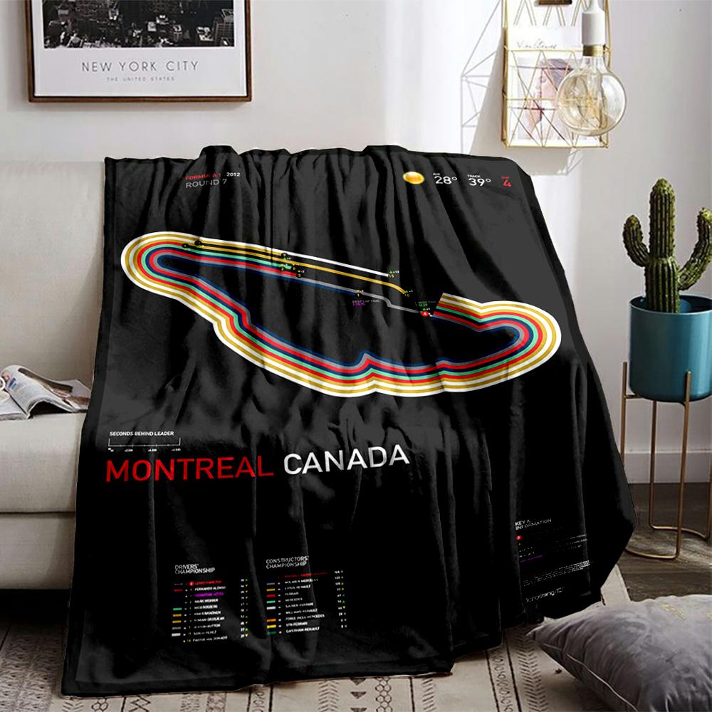 Formula 1 Montreal Circuit Graphic Flannel blanket for bedroom, living room, sofa, and nap