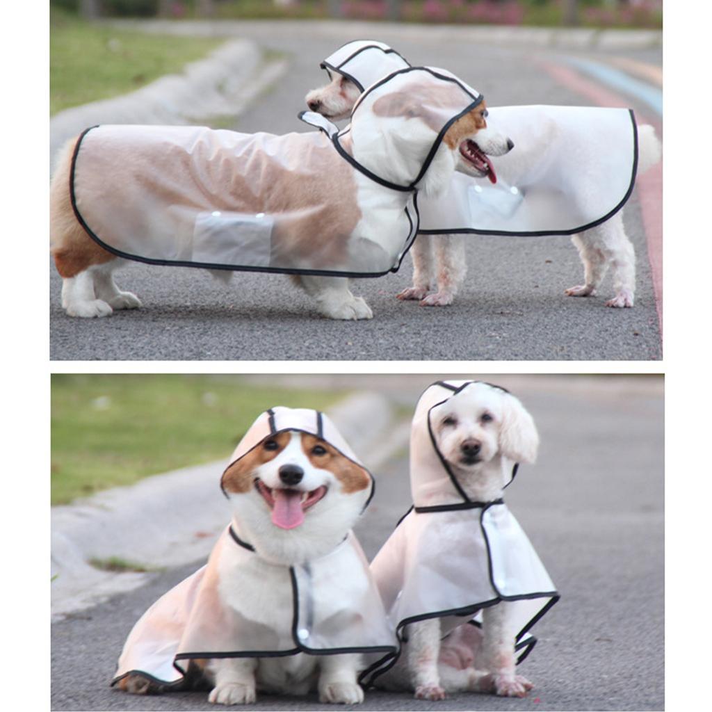 Dog Raincoat Transparent Soft Frosted Pet Waterproof TPU Cape with Hood for Outdoor Walking Playing