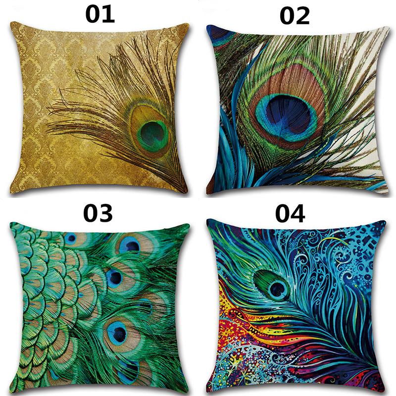 Peacock Feathers Cushion Cover Home Decor Sofa Throw Pillow Case Art 45*45cm Comfortable Pillow Cover Decorative