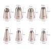Cake Decorating Kitchen Baking Tools for Cupcake, 8Pcs/Set Large Pastry Nozzles Icing Piping Tips, Stainless Steel, Cream Rose