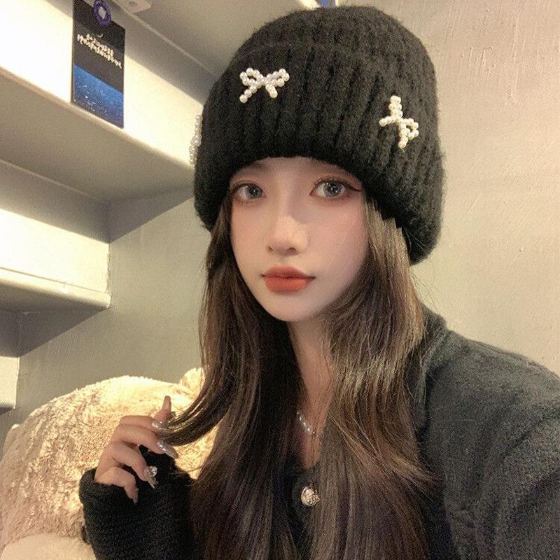 Women's Versatile Fashion Cold Hat Wool Blend Bow Knit Hat