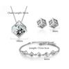5 Style 925 Sterling Silver Jewelry Sets Zircon Square Cube Necklace +Earrings +Bracelet for Women Gift