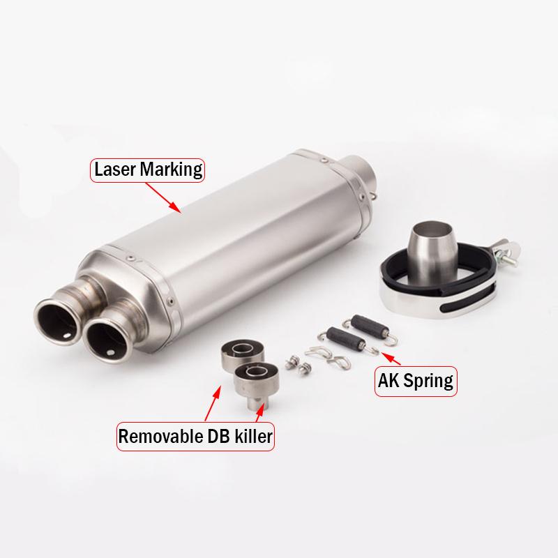 Universal 51MM Motorcycle Exhaust Pipe Escape Double Hole Silencer Muffler DB Killer For F750GS F850GS R1200GS 500X 400X CRF1100