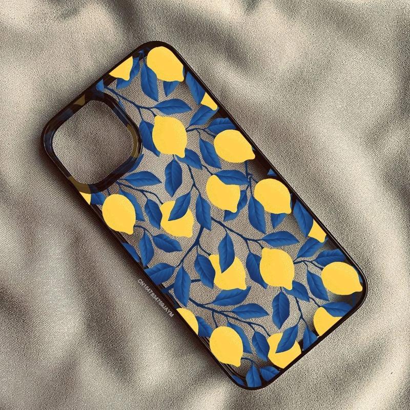 Cartoon Fresh Yellow Lemon Phone Case For iPhone 16 13 15 14 Pro Max 12 11 XR XS X 7 8Plus Fruit Shockproof Clear Hard Cover Bag