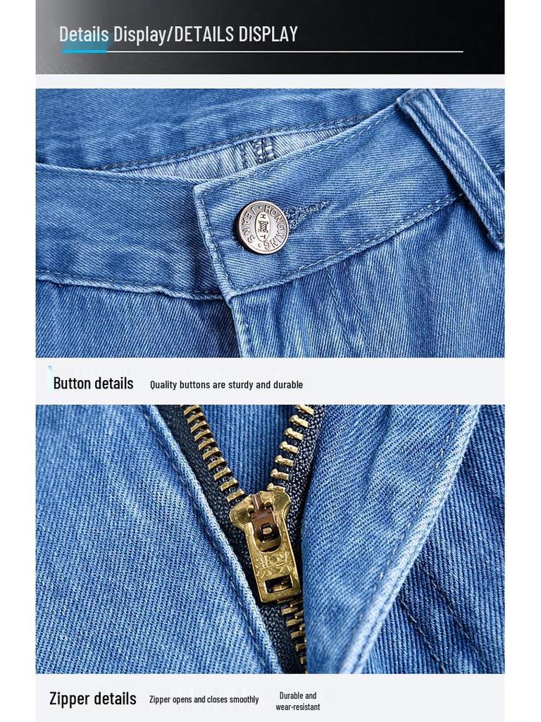 2026 Summer Men's Loose Straight-Leg Cotton Jeans - Middle-Aged Dad's Casual Wear
