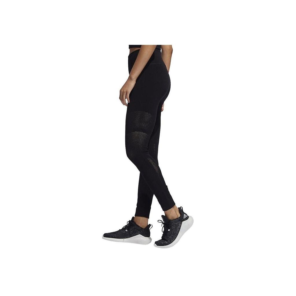 Adidas Warp Knit High-Rise Simple Solid Color High-Waisted Slim Fit Comfortable Sports Pants Women Bottoms Black DX9300