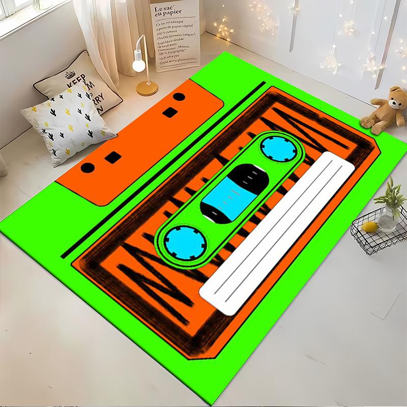 Colorful Retro Cassette Design Rug Non-slip rug suitable for living room and bedroom sofas sofas