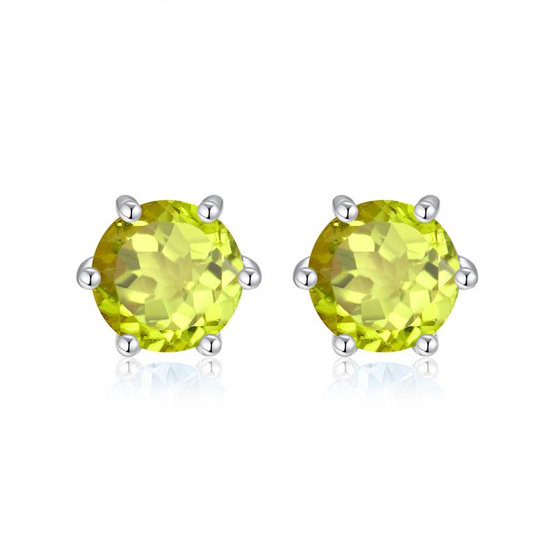 S925 Sterling Silver Necklace Women's High-end Design Sense Natural Crystal Stone Olivine Topaz Six-claw Jewelry Set Women