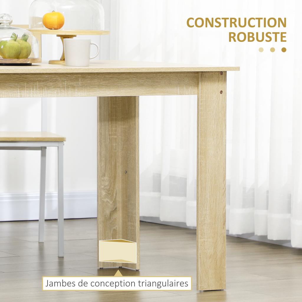 Dining Table for 4-6 People, Kitchen Table with Wood Effect for Dining Room, Oak