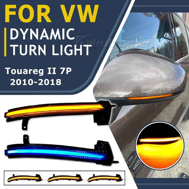 2Pcs For VW Touareg II 2010 2011 2012 2013 2014 2015 2016 2017 2018 LED Dynamic Mirror Blinker Light Sequential Turn Signal Lamp