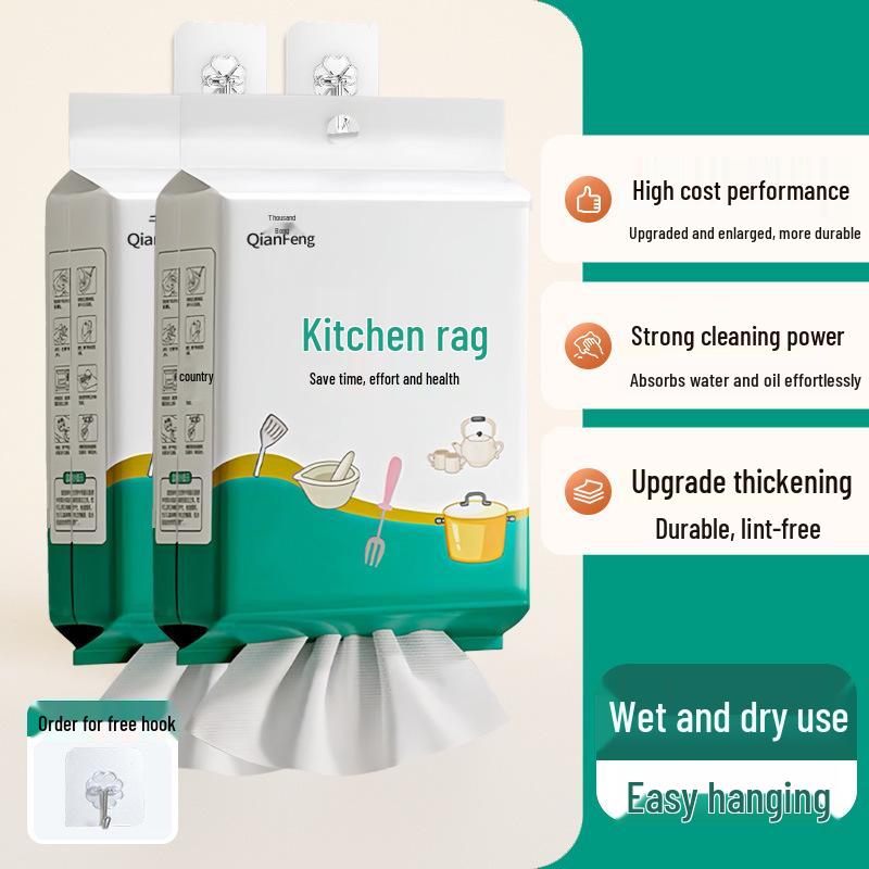 Thick Disposable Dual-Use Kitchen Towel: Oil & Water Absorbent for Dry & Wet Cleaning