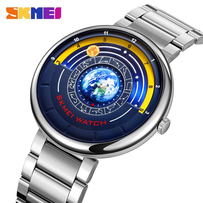 Skmei 2361 Constellation Space Theme Man Quartz Large Dial Alloy Waterproof Fashion Watches Calendar Analog Timing Alarm Clock