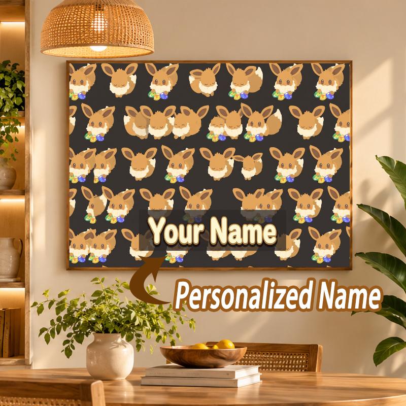 Eevee Custom Name Diamond Painting Personalized 5D Full Drill DIY Diamond Art Home Decor