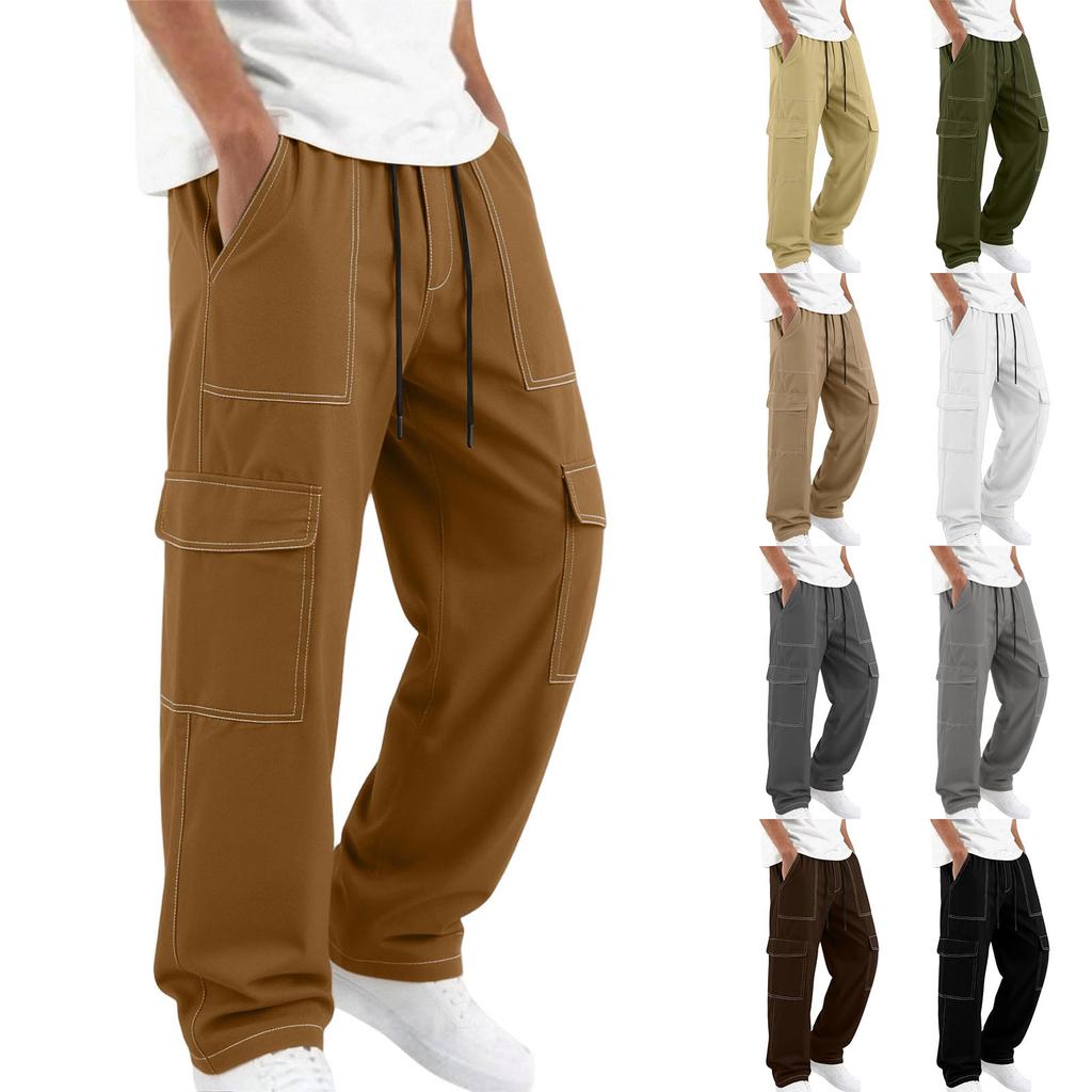 Men's Cargo Pants with Multiple Pockets - Casual Multi-Pocket Trousers for Everyday Wear