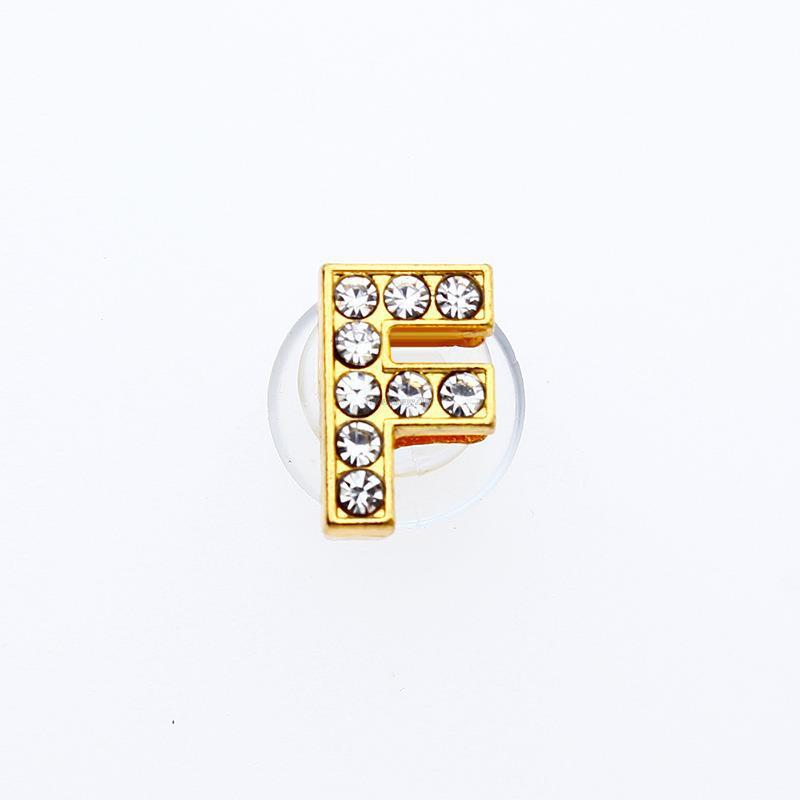 1Pcs Gold Letters Metal Shoe Charms Crystal Diamond Alloy Charms Shoes Accessories Buckle High Quality Shoes Decoration