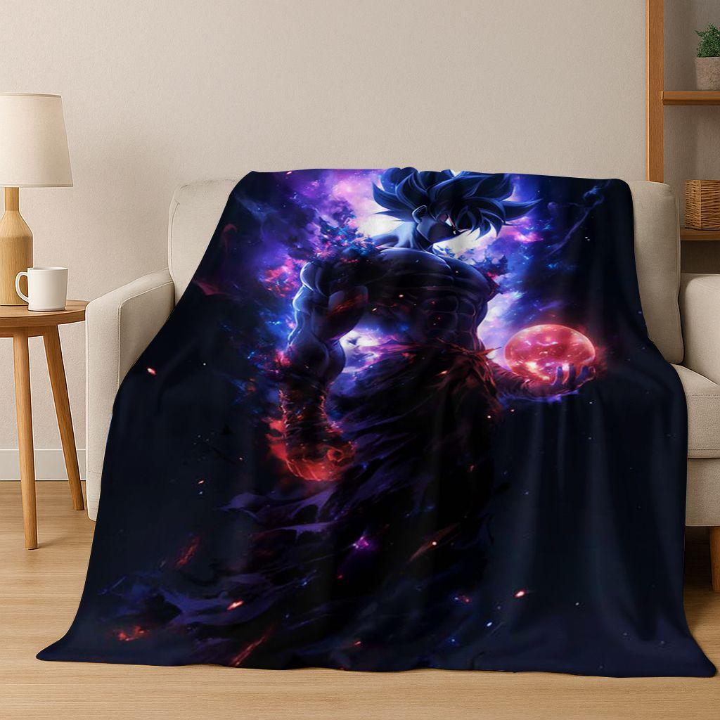 

3D Japanese Anime D-Dragon B-Ball Flannel Blanket Soft Warm Throw Blanket for Bedroom Living Room Bed Travel Camping Picnic Gift 75x90cm