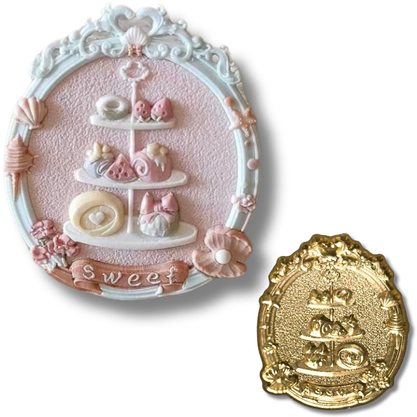 

techichidou Sealing Stamp Head Afternoon Tea Wax Seal 35mm 30mm Brass Engraving Deep Carved Sweets Wedding Invitation Planner Decoration Collage