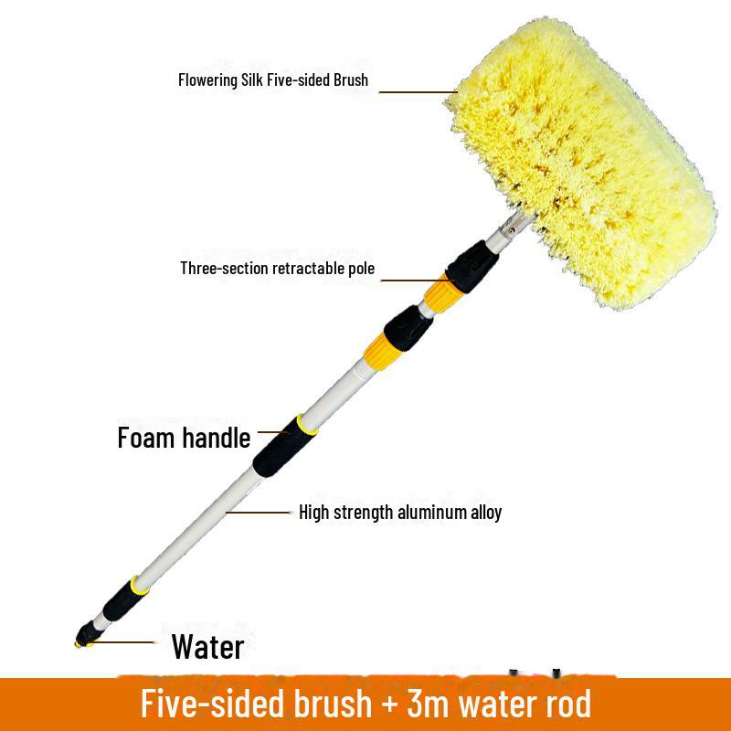 Telescopic Car Cleaning Brush with Soft Bristles, Long Handle, and Absorbent Mop Head