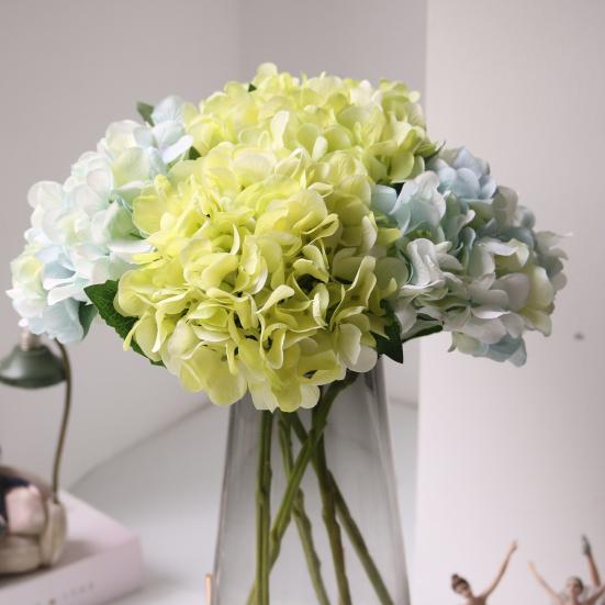 Artificial Flower Realistic Silk Hydrangea Bouquet with Flexible Stems Realistic Color Transitions Soft