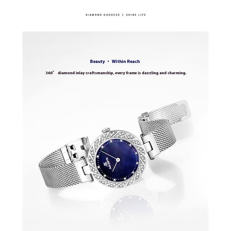 Top Brand Fashion Diamond Mesh Belt Women's Watch Light Luxury Quartz Wristwatch Waterproof Starry Sky Flow Diamond Exquisite Women's Watch