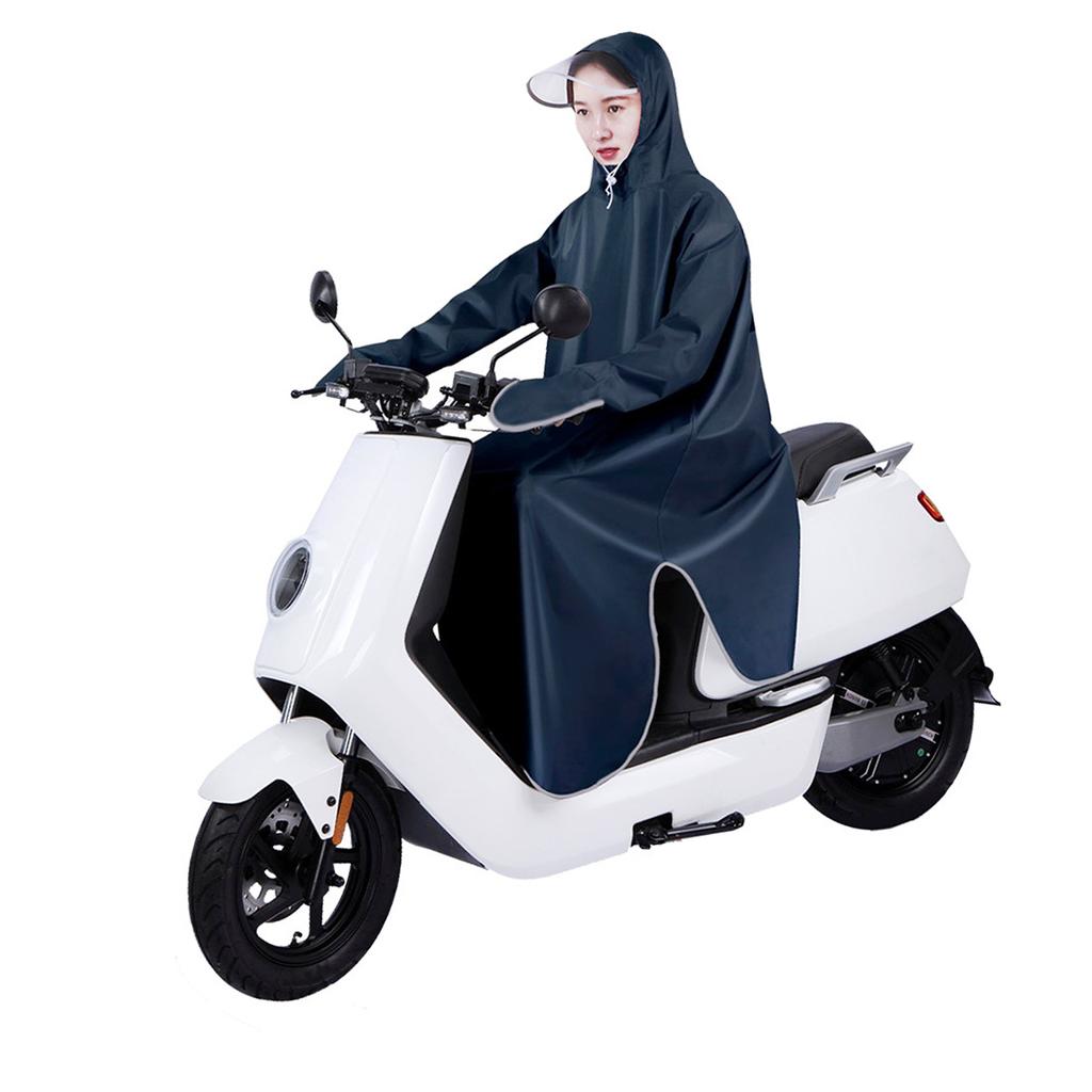 Impermeabile per Bicicletta Elettrica Protezione Ampliata Tessuto Oxford Adulti Maniche Poncho Pioggia per Ciclismo Blu Navy