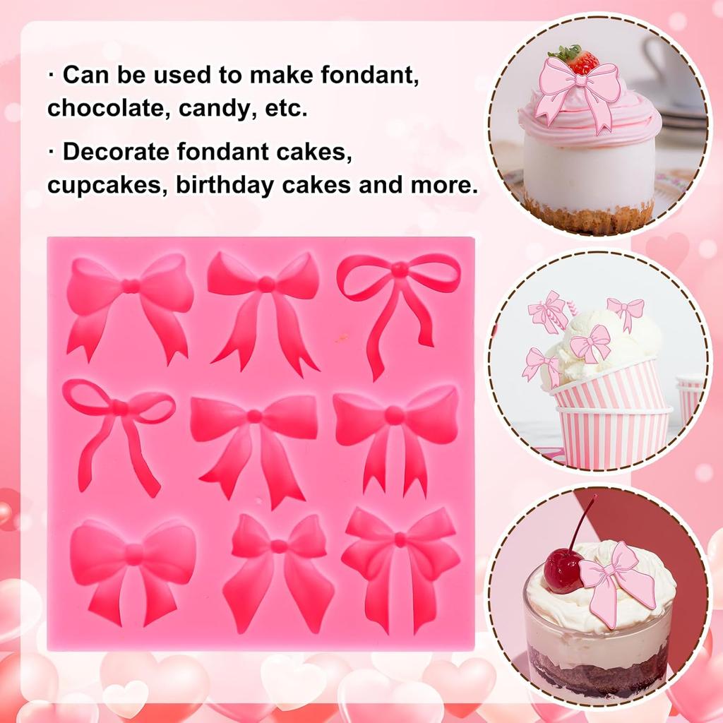 Bow Fondant Mold Bowknot Silicone Mold Bow Coquette Chocolate Candy Mould For Kitchen Baking Crafts Birthday Baby Shower Party Decor Supplies