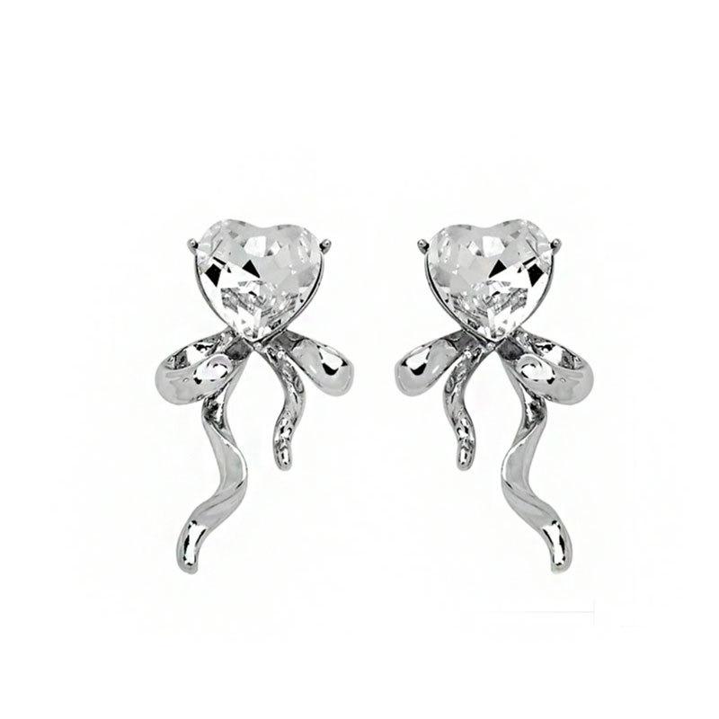 

Высококачественные сверкающие серьги-бантики Love Zircon, маленькие, милые и модные