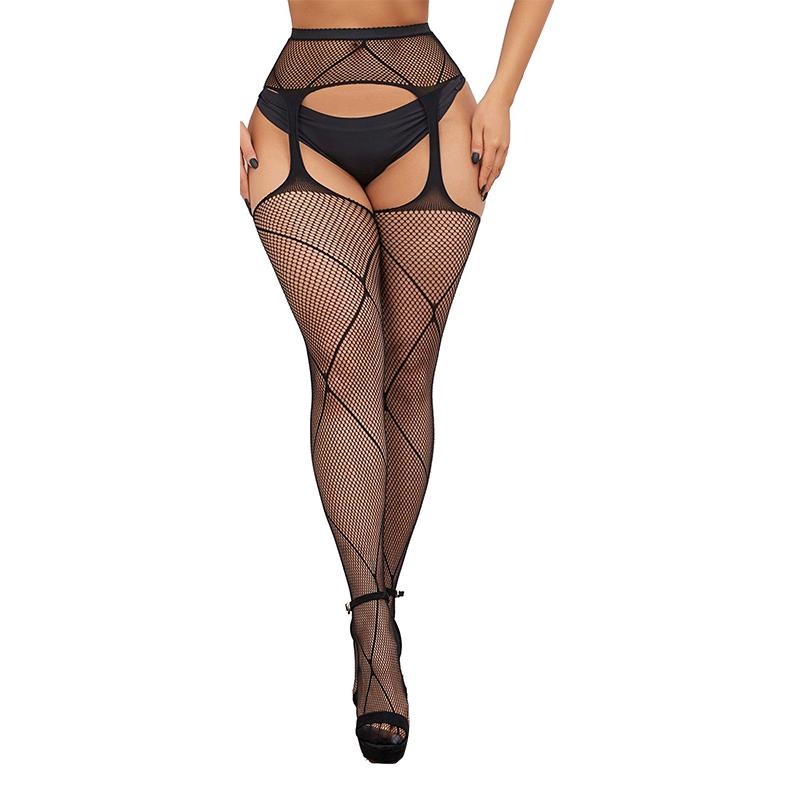 Female Vintage Fishnet Lace Pattern Tights Women Sexy Hollow Out Geometric Jacquard Pantyhose Anti-Pilling Jk Woman Legging