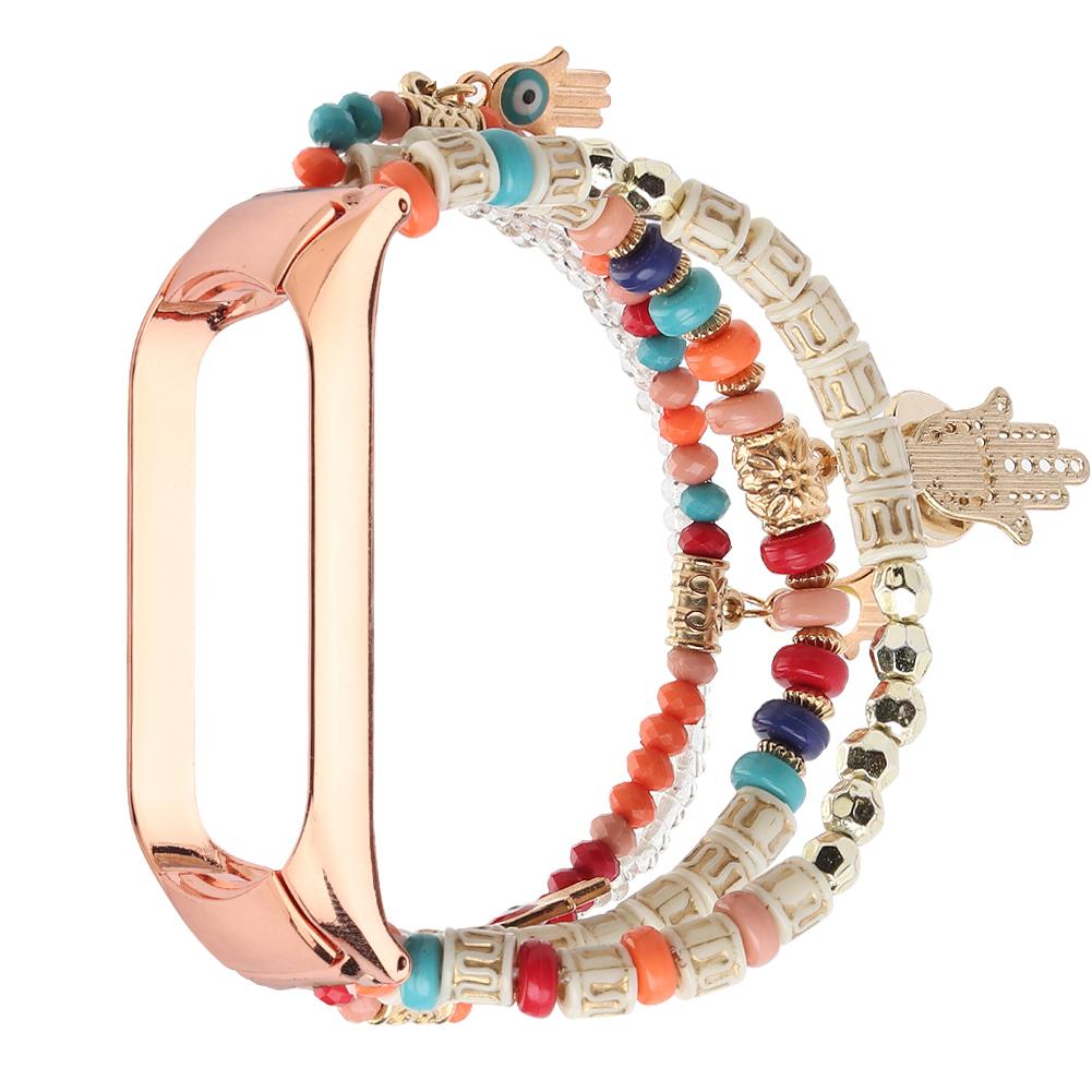 

For Xiaomi Smart Band 9/8 Watch Strap Beaded Bracelet Wrist Band with Protective Case B