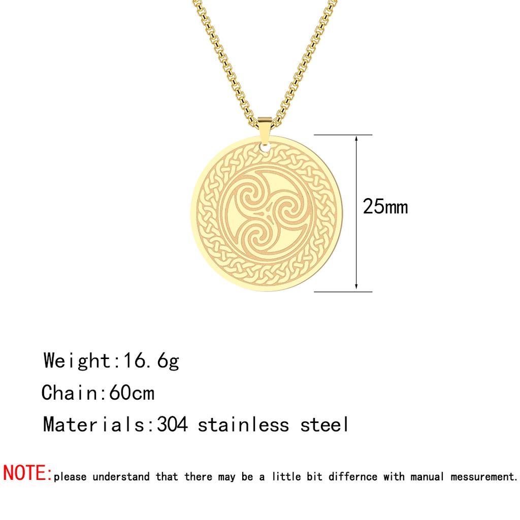Kinitial Viking Swirl Knot Amulet Pendant Necklaces for Women Stainless Steel Circle Geometric Charm Rune Statement Jewelry Gift