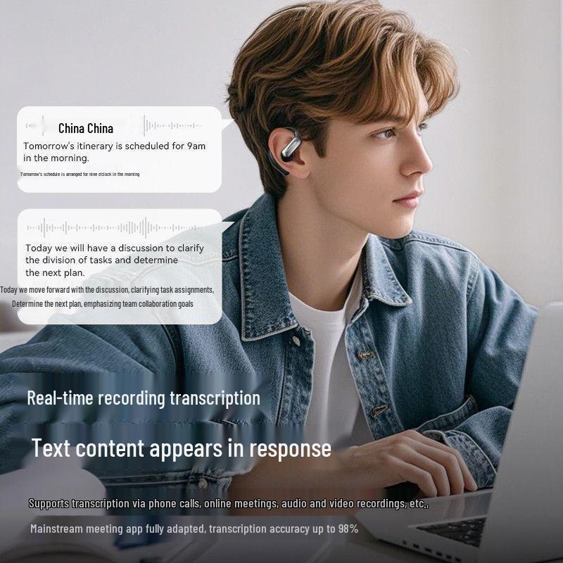 M118 AI Smart Translation Earbuds with Long Battery Life and Display, Semi-in-ear, Ear-hook Bluetooth.