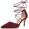 Allegra K Women's Lace-Up Pumps, Pointed Toe, Stiletto Heel, Burgundy, Size 25.0 Cm