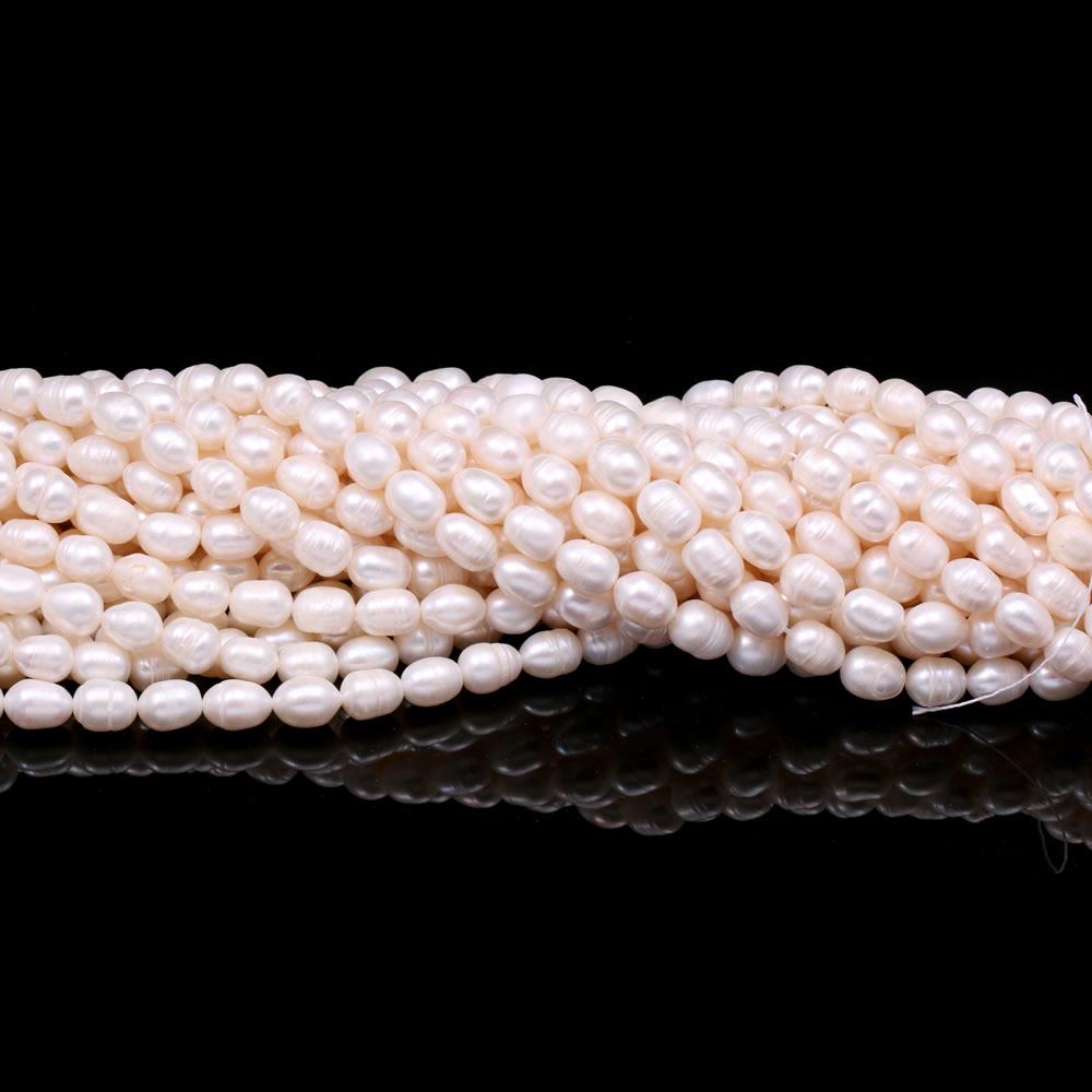 1String, White Natural Freshwater Pearls, Oval Pearl Beads, 8–9 Mm, for DIY Necklace Accessories, Valentine's Day Gifts, 36cm