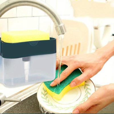 Two In One Pressure Detergent Dispenser with Bushing, A Very Practical Dishwashing Soap Brush Box