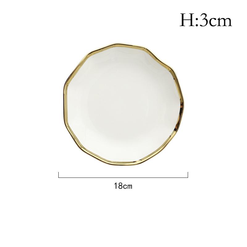 Nordic Golden Stroke Ceramic Plate Light Luxury Black White Pasta Steak Dinner Plates Dessert Dishes Soup Bowls Home Tableware