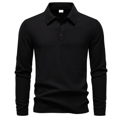 Spring Autumn Men's Polo Shirts Casual Long Sleeve Men's Solid Color Tops Fashion Streetwear Button-down Collar Men Polo Shirt