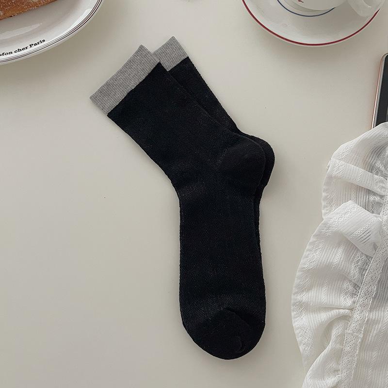 Female Summer Thin Style All Build Mesh Hollow Out Breathable Collar Color Without Bone In The Tube Pile Pile Cotton Socks