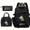 Large Capacity Schoolbag with Shoulder Strap; Student Three-piece Pencil Case Set