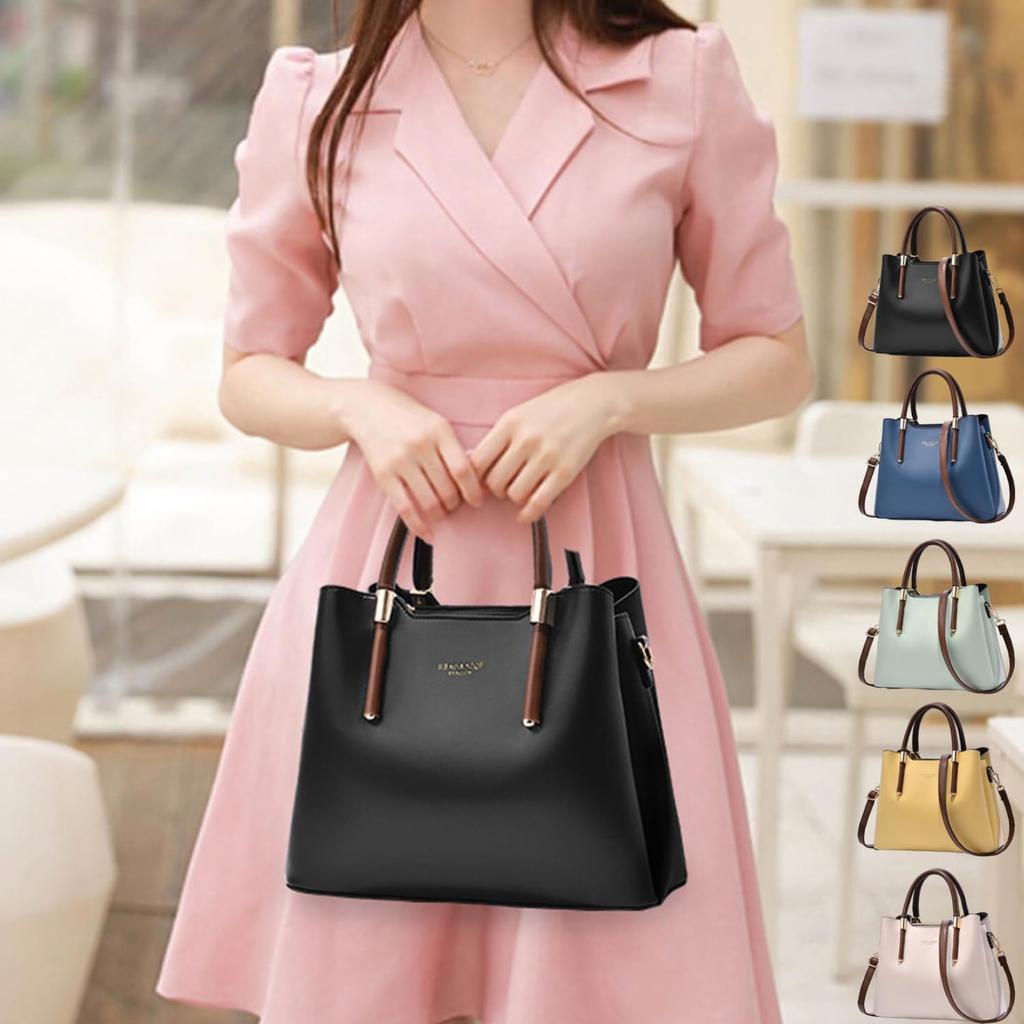 Welltude Women's Handbag, Shoulder Bag, Crossbody Bag, Commuter Bag, Freestanding, 2503 (Black)