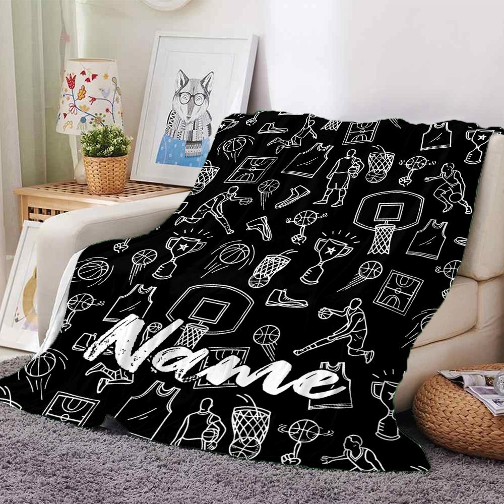 Custom Name basketball Theme Printed Blanket - Perfect for Couch, Bed, Travel & Outdoor Use | Machine Washable, Cozy & Durable.