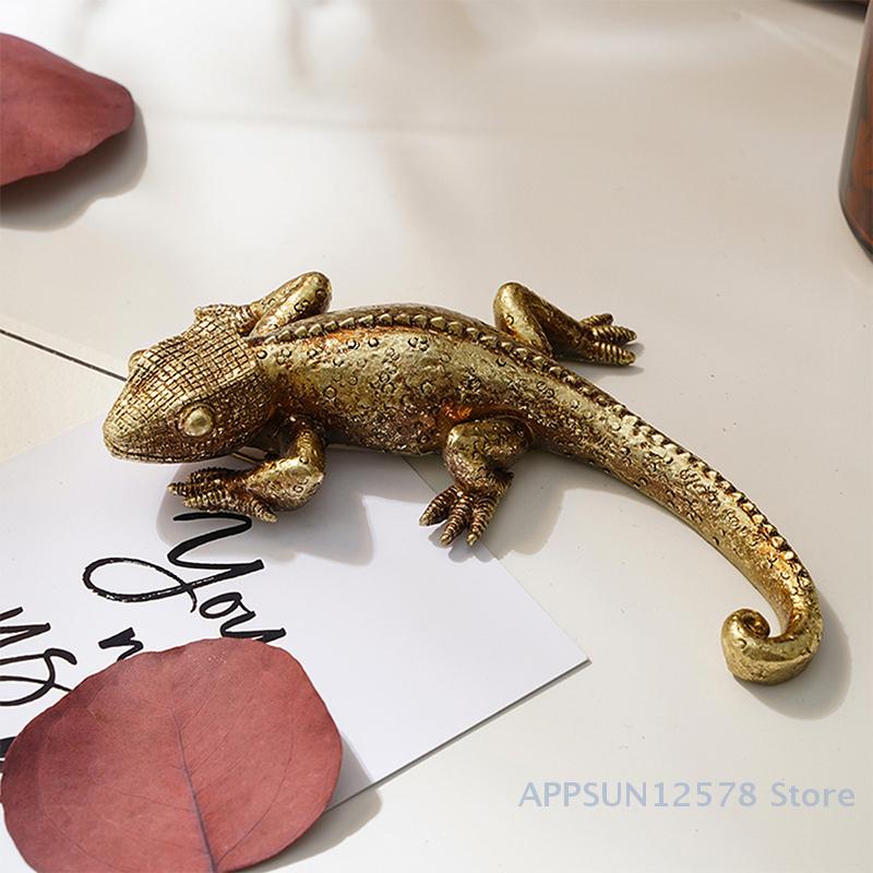 Gecko nástěnná dekorace Pryskyřice Zlatý ještěrka Socha Vhodné pro vnitřní i venkovní prostory Včetně domácí kanceláře a venkovského prostředí