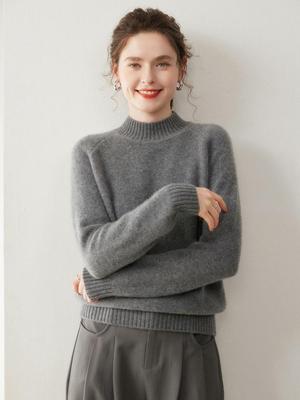Women's Thickened Cashmere Sweater: Autumn/Winter Half-High Collar, Loose Knit, Versatile Fashion Pullover.