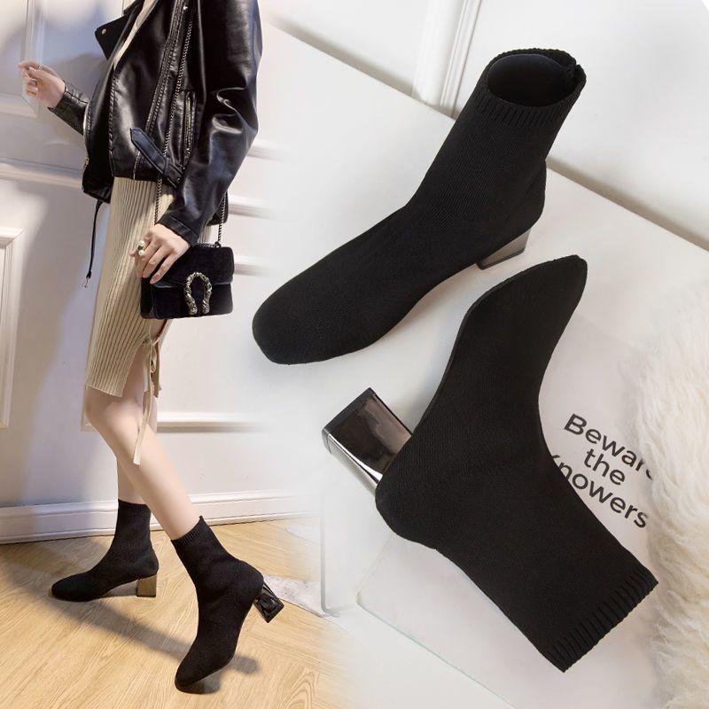 2025 Autumn and Winter Small Short Boots Women's New Korean Version Versatile Thin Boots Thick Heel Medium Heel Martin Boots Square Head Short Women
