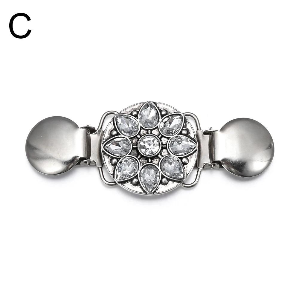 1PC Retro Women Cardigan Sweater Blouse Shawl Clips Shirt Collar Flower Pattern Duck Clip Clasps Fashion Clothing Accessories