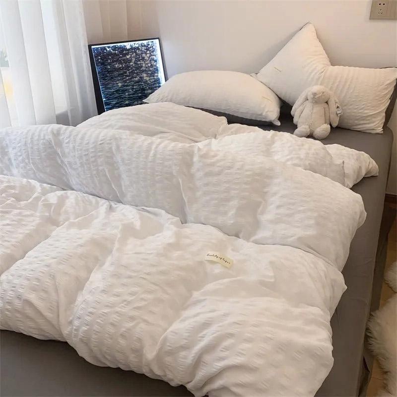 Stil coreean Fresh Ins Cearșaf de pat de culoare solidă Husă de pernă Cuvertură Set confortabil de patru piese Stil prințesă Student 1,2 m Pat dormitor Set de trei piese