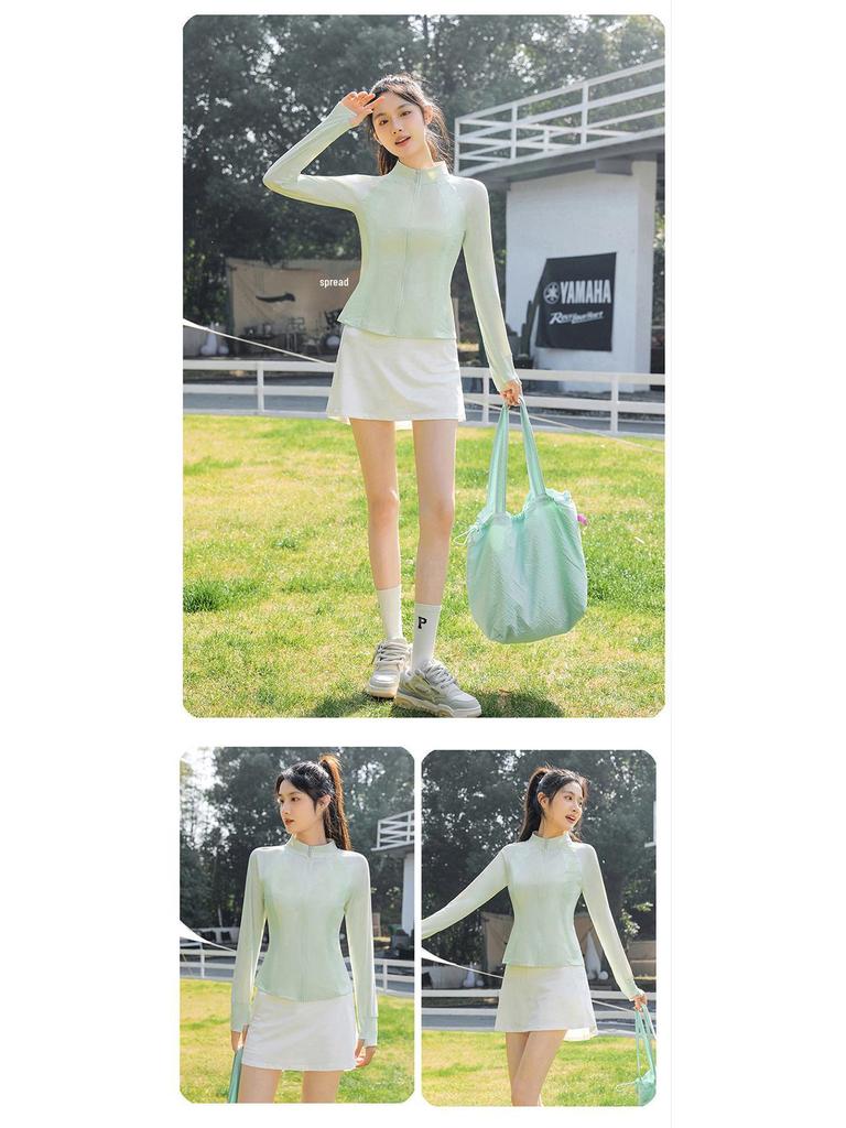 Women's Nylon Color Block Slim Fit UV Protection Cooling Summer Jacket